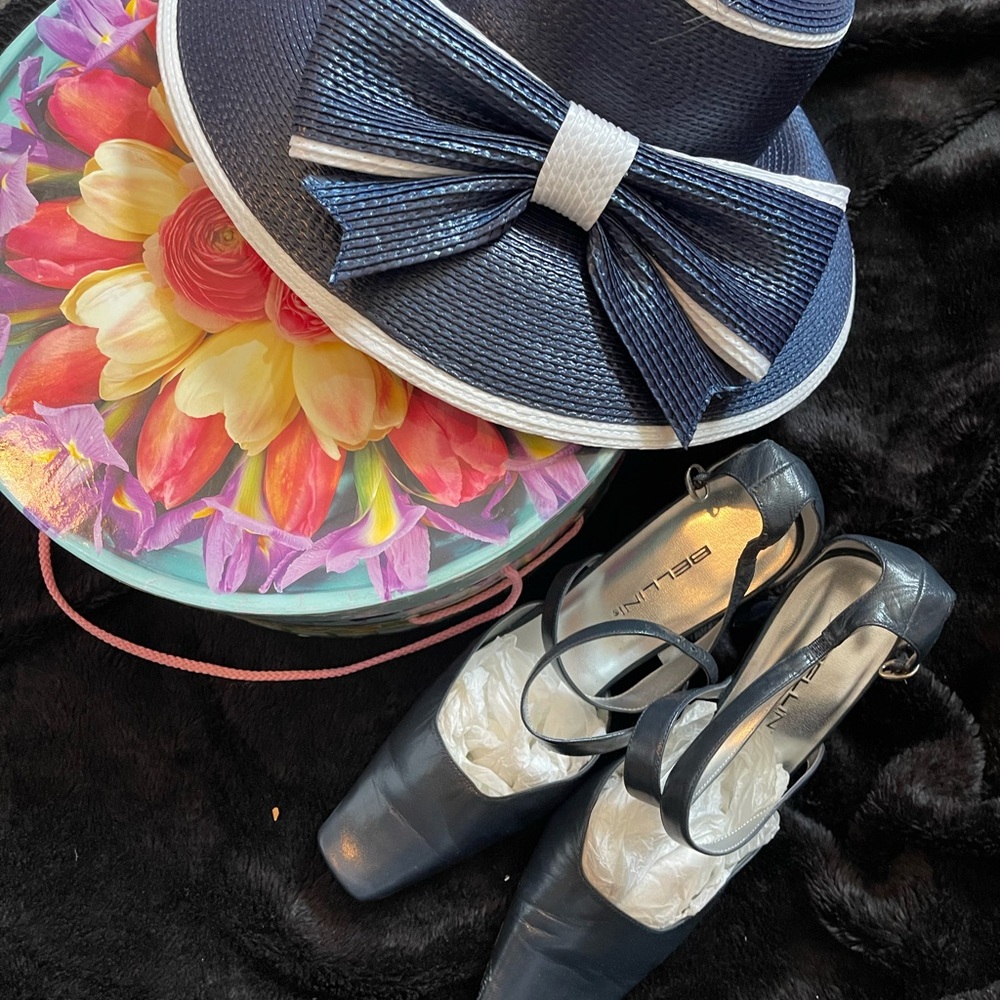 Abella Navy Heels with Bow Accent